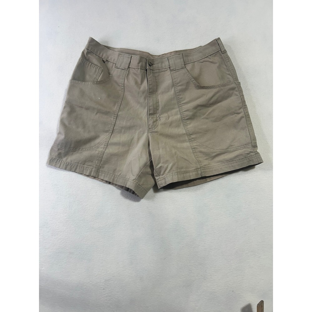 Woolrich Mens Khaki Tan Canvas Utility Hiking Shorts Size 40 Multi Pocket Cotton